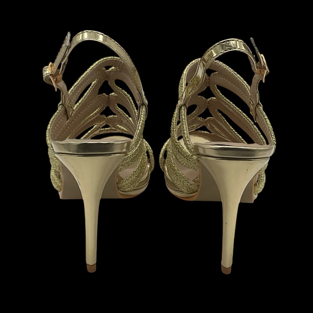 Stunning Lady GODIVA Stiletto Gold Metallic Rope high heels. Size 6.5. NWT. - Picture 11 of 12